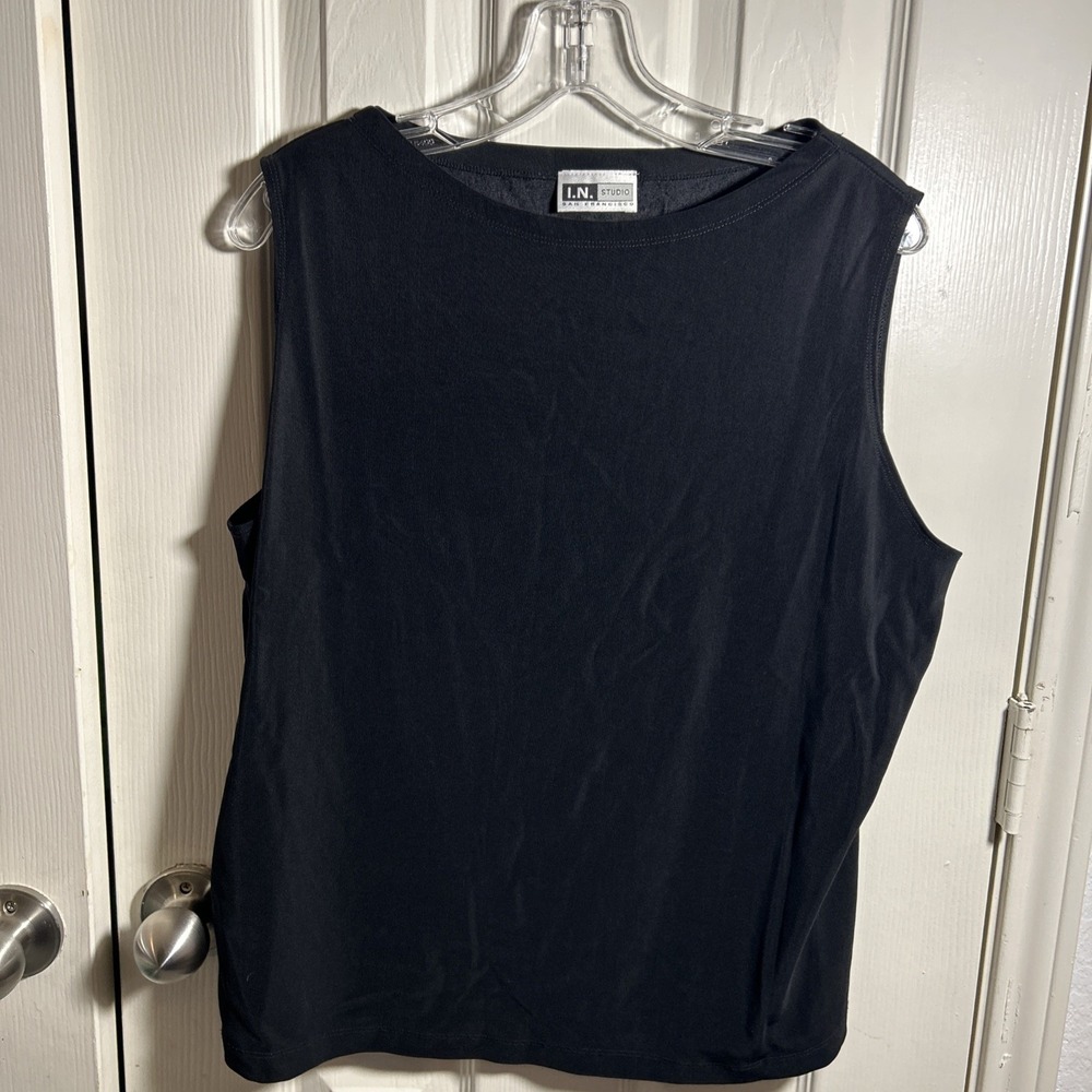 Women's I.N. Studio Sleeveless Blackโ Nylon Spandex Top Plus Size 1X